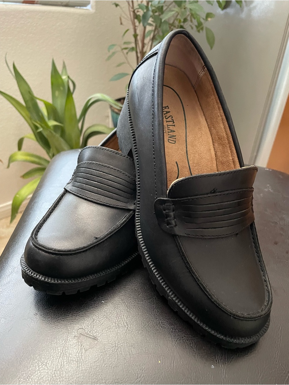 Eastland Black Leather Penny Loafers